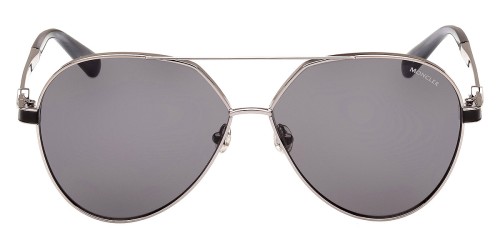 Moncler ML0263 VIZTA - 14A - 59 Lunettes de soleil Argent, Noir Pilote (Aviateur)