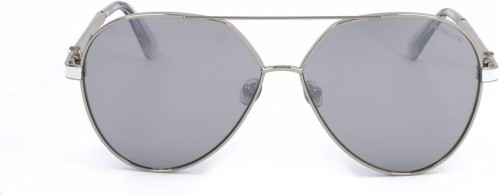 Moncler ML0263 VIZTA - 16C - 59 Lunettes de soleil Argent, Blanc Pilote (Aviateur)