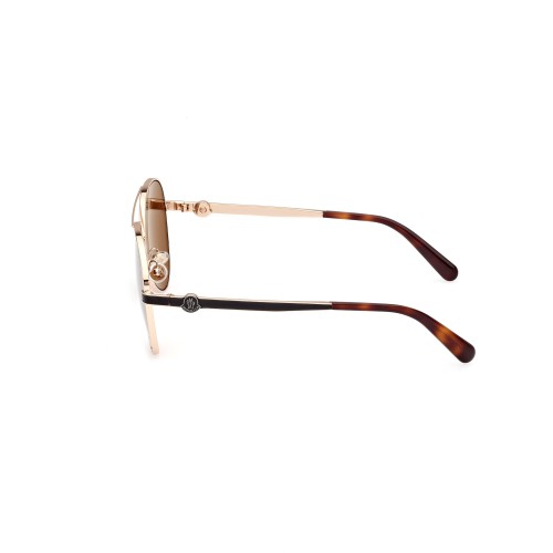 Moncler ML0263 VIZTA - 28H - 59 - AVEC DES VERRES POLARISÉS Lunettes de soleil Or rose, Havane Pilote (Aviateur)