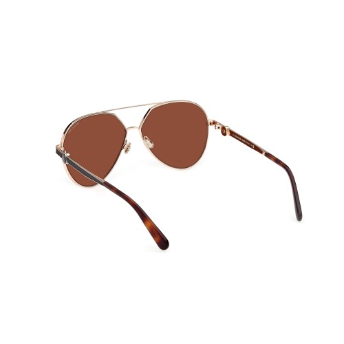 Moncler ML0263 VIZTA - 28H - 59 - AVEC DES VERRES POLARISÉS Lunettes de soleil Or rose, Havane Pilote (Aviateur)