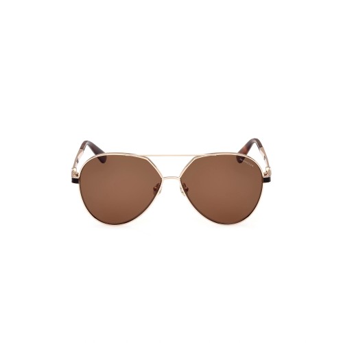 Moncler ML0263 VIZTA - 28H - 59 - AVEC DES VERRES POLARISÉS Lunettes de soleil Or rose, Havane Pilote (Aviateur)