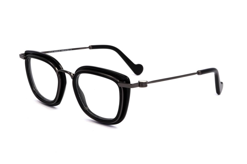 Moncler ML5008 - 001 - 48 Cadres optiques Noir, Argent Coussin arrondi