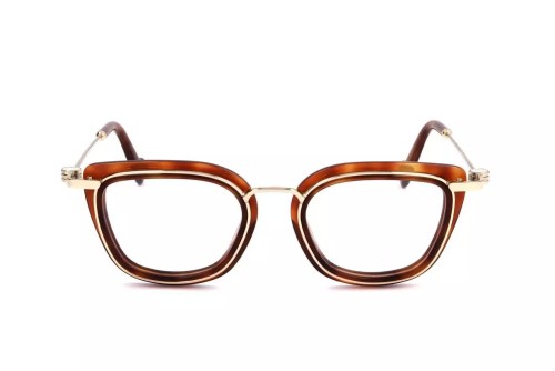 Moncler ML5008 - 053 - 48 Cadres optiques Havane, Or Coussin arrondi