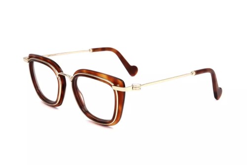 Moncler ML5008 - 053 - 48 Cadres optiques Havane, Or Coussin arrondi