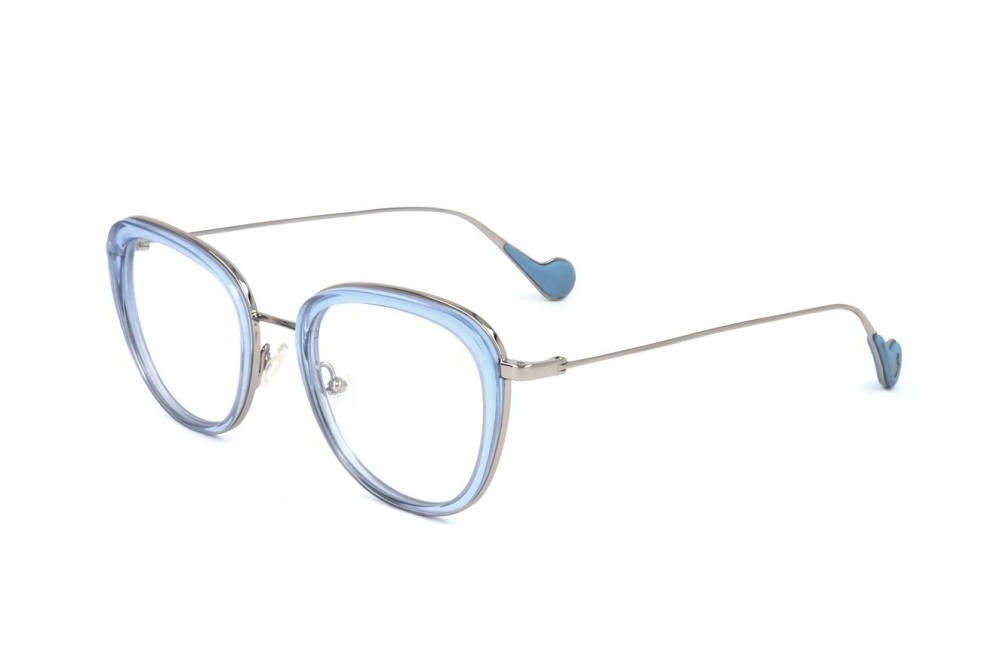 Moncler ML5048 - 084 - 50 Cadres optiques Bleu, Argent Œil de chat