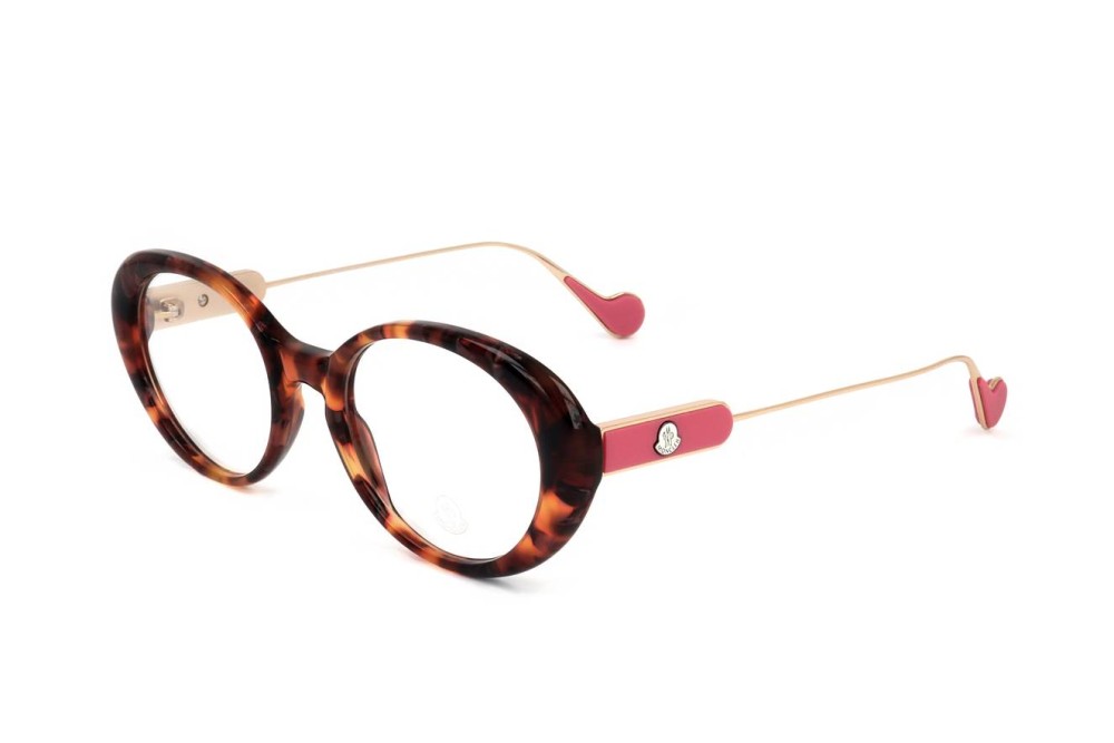 Moncler ML5055 - 055 - 52 Cadres optiques Havane, Rose, Or Ovale
