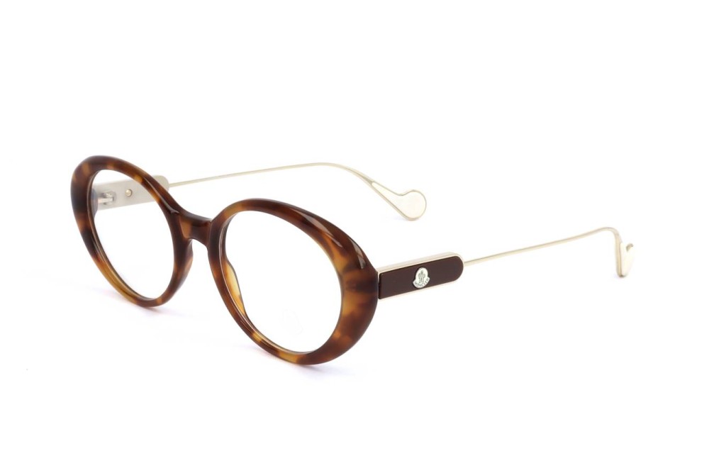 Moncler ML5055 - 053 - 52 Cadres optiques Havane, Or Ovale