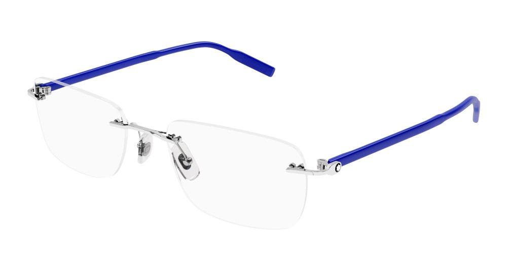 Mont Blanc MB0221O - 003 - 57 Cadres optiques Argent, Bleu Angulaire