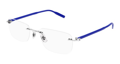 Mont Blanc MB0221O - 003 - 57 Cadres optiques Argent, Bleu Angulaire