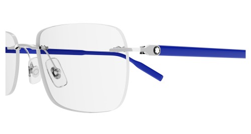 Mont Blanc MB0221O - 003 - 57 Cadres optiques Argent, Bleu Angulaire