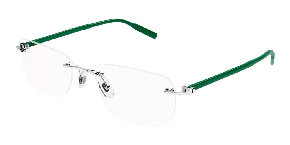 Mont Blanc MB0221O - 004 - 57 Cadres optiques Argent, Vert Angulaire