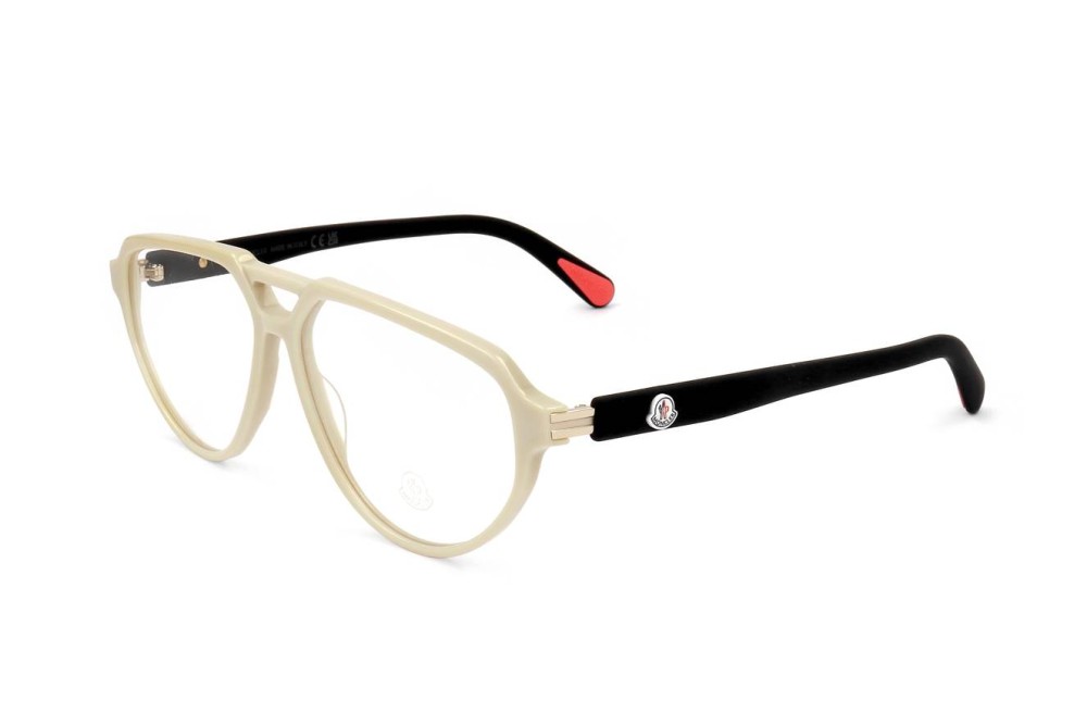Moncler ML5162 - 057 - 57 Cadres optiques Beige, Noir Pilote (Aviateur)