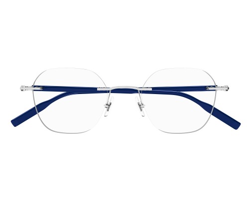 Mont Blanc MB0223O - 004 - 50 Cadres optiques Argent, Bleu Coussin arrondi