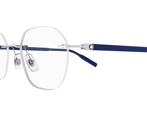 Mont Blanc MB0223O - 004 - 50 Cadres optiques Argent, Bleu Coussin arrondi