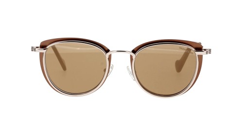 Moncler ML0045 - 35G - 50 Lunettes de soleil Or, Marron Coussin arrondi
