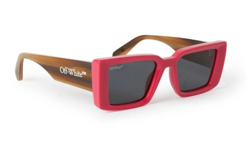 Off-White OERI064 SAVANNAH - 3407 - 53 Lunettes de soleil Marron, À motifs, Rouge Angulaire