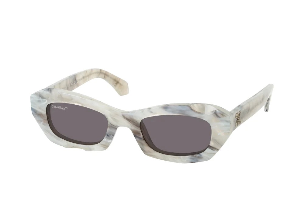 Off-White OERI092 VENEZIA - 0807 - 49 Lunettes de soleil Blanc, Gris, À motifs Œil de chat