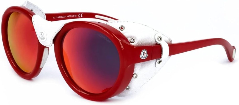 Moncler ML0046 - 67C - 52 Lunettes de soleil Blanc, Rouge Rond