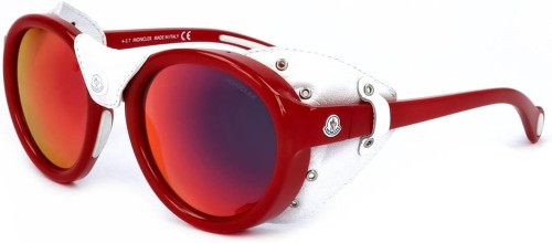 Moncler ML0046 - 67C - 52 Lunettes de soleil Blanc, Rouge Rond