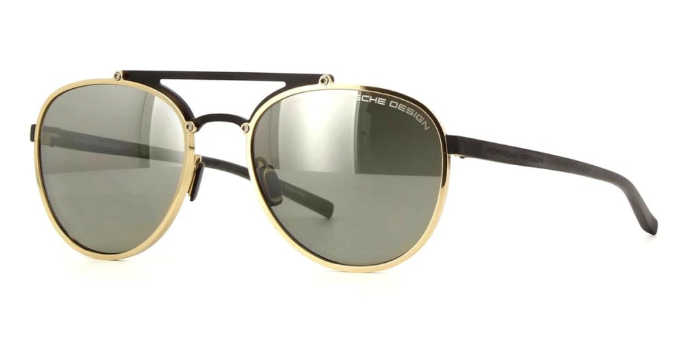 Porsche Design P8972 - B - 55 Lunettes de soleil Or, Noir Rond