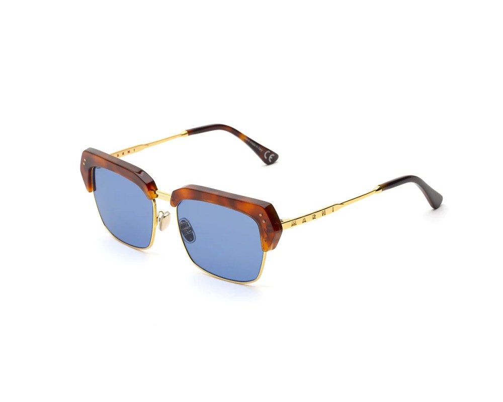 Marni PHD Three Gorges Blue - 57 Lunettes de soleil Havane, Or Angulaire