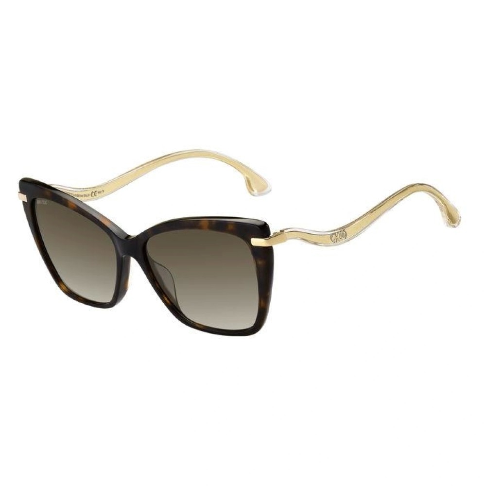 Jimmy Choo SELBY/G/S - 086HA - 57 Lunettes de soleil Havane, Or Œil de chat