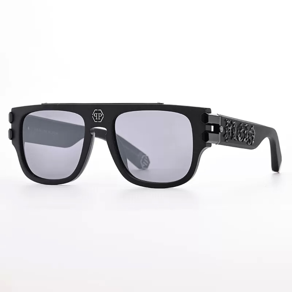 Philipp Plein SPP011X PURE PLEASURE LONDON - 0703 - 55 Lunettes de soleil Noir Angulaire