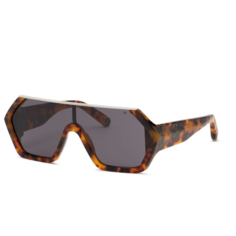 Philipp Plein SPP047 HEXAGON CAMOU - 0728 Lunettes de soleil Havane Dessus plat