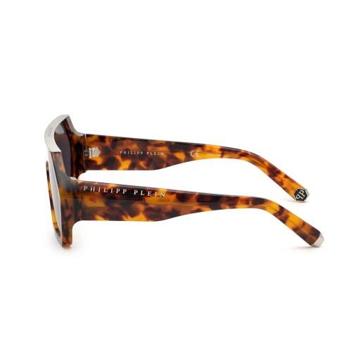Philipp Plein SPP047 HEXAGON CAMOU - 0728 Lunettes de soleil Havane Dessus plat