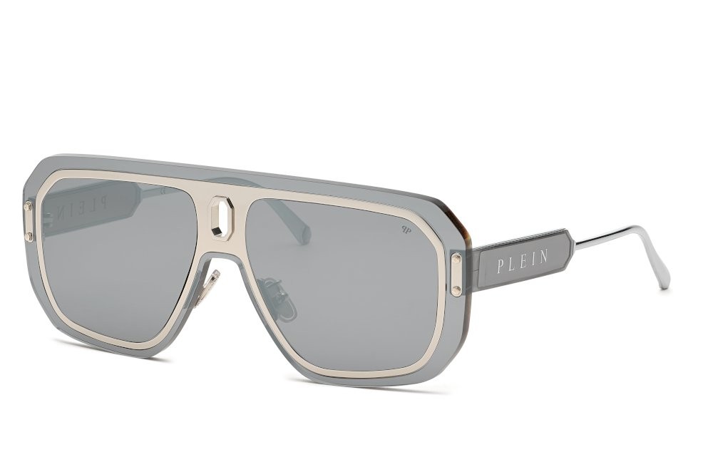 Philipp Plein SPP050 ADVENTURE MASK - 579X Lunettes de soleil Argent Pilote (Aviateur)