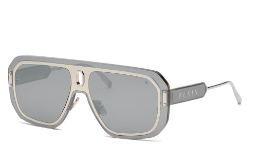 Philipp Plein SPP050 ADVENTURE MASK - 579X Lunettes de soleil Argent Pilote (Aviateur)