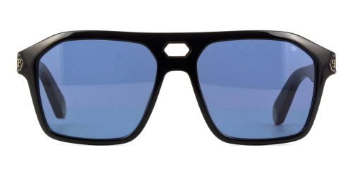 Philipp Plein SPP072 BRAVE SHADES - 0700 - 57 Lunettes de soleil Noir Pilote (Aviateur)