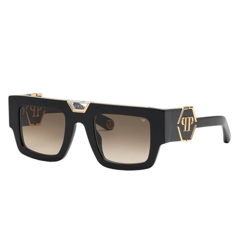 Philipp Plein SPP092 GLOOM - 0700 - 50 Lunettes de soleil Noir Angulaire