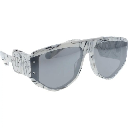 Philipp Plein SPP093 EGO - 9YLX - 65 Lunettes de soleil Blanc, Noir, À motifs Pilote (Aviateur)