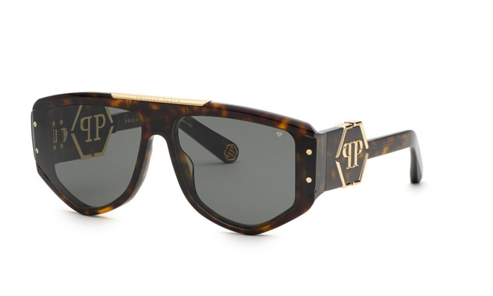 Philipp Plein SPP093 EGO - 0722 - 65 Lunettes de soleil Havane Pilote (Aviateur)