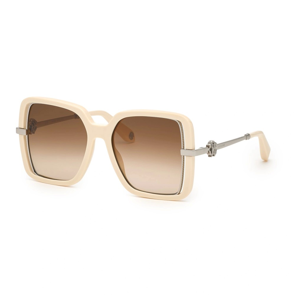 Roberto Cavalli SRC007 - 09X7 - 55 Lunettes de soleil Beige, Argent Angulaire