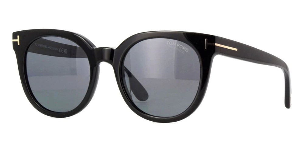Tom Ford FT1109 MOIRA ECO - 01D - 53 - AVEC DES VERRES POLARISÉS Lunettes de soleil Black Round