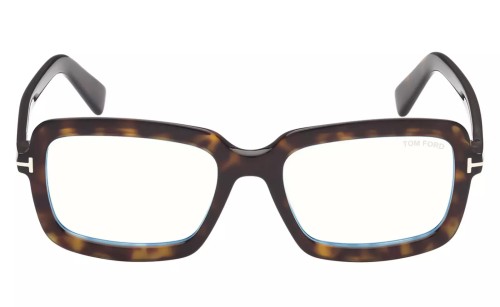Tom Ford TF5767-B - 052 - 53 - AVEC DES VERRES À FILTRE ANTI LUMIÈRE BLEU-VIOLET Cadres optiques Havane foncé Angulaire