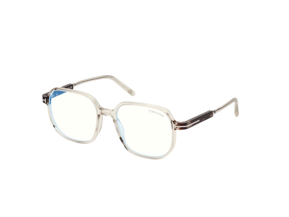 Tom Ford TF5911-B ECO - 093 - 53 - AVEC DES VERRES À FILTRE ANTI LUMIÈRE BLEU-VIOLET Cadres optiques Transparent, Marron Angulaire