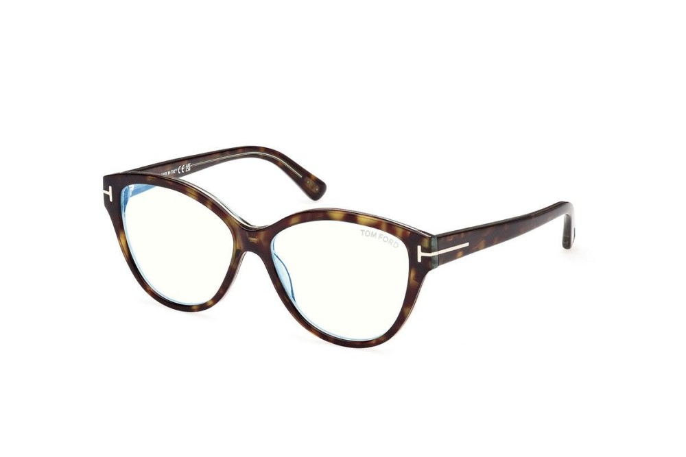 Tom Ford TF5954-B - 055 - 54 - AVEC DES VERRES À FILTRE ANTI LUMIÈRE BLEU-VIOLET Cadres optiques Havanna Cat Eye