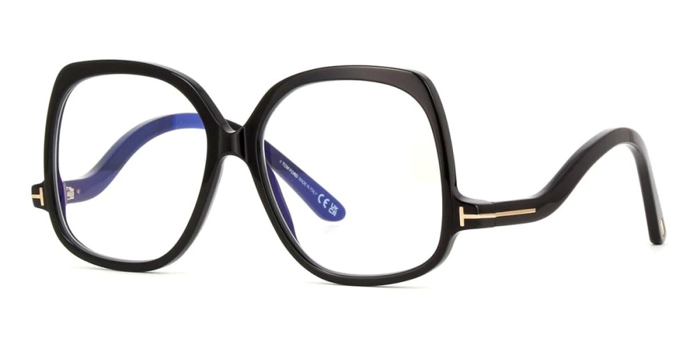 Tom Ford TF5968-B ECO - 001 - 54 - AVEC DES VERRES À FILTRE ANTI LUMIÈRE BLEU-VIOLET Cadres optiques Noir Angulaire