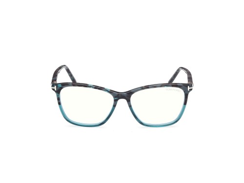 Tom Ford TF5989-F-B - 055 - 55 - AVEC DES VERRES À FILTRE ANTI LUMIÈRE BLEU-VIOLET Cadres optiques Noir, Bleu, À motifs Angulaire