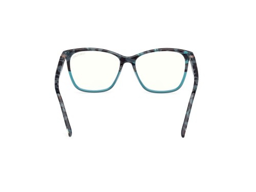 Tom Ford TF5989-F-B - 055 - 55 - AVEC DES VERRES À FILTRE ANTI LUMIÈRE BLEU-VIOLET Cadres optiques Noir, Bleu, À motifs Angulaire