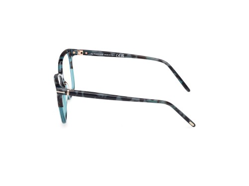 Tom Ford TF5989-F-B - 055 - 55 - AVEC DES VERRES À FILTRE ANTI LUMIÈRE BLEU-VIOLET Cadres optiques Noir, Bleu, À motifs Angulaire