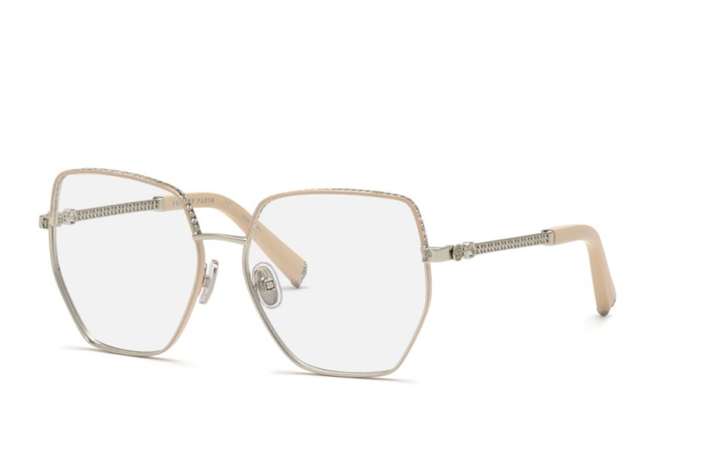 Philipp Plein VPP054S ECLECTIN MOOD - 0S31 - 57 Cadres optiques Argent, Beige Angulaire