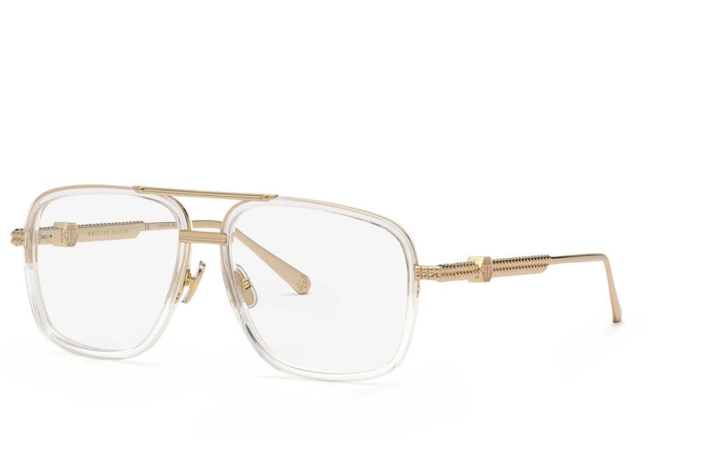 Philipp Plein VPP063 ROCK SUPERHERO - 0302 - 58 Cadres optiques Or, Transparent Pilote (Aviateur)