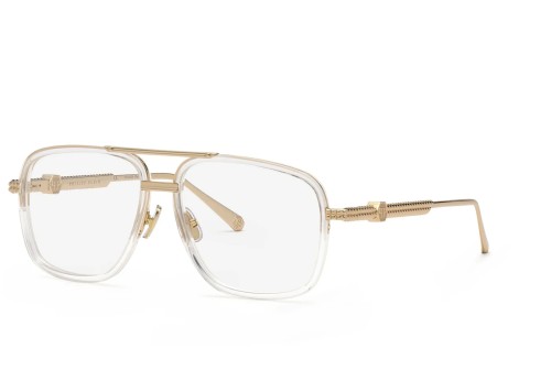 Philipp Plein VPP063 ROCK SUPERHERO - 0302 - 58 Cadres optiques Or, Transparent Pilote (Aviateur)