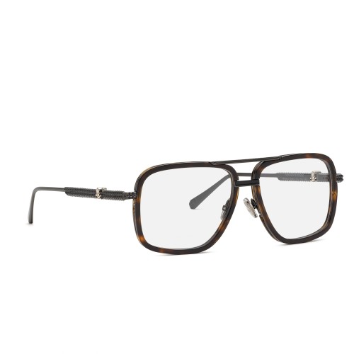 Philipp Plein VPP063V ROCK SUPERHERO - 0593 - 58 Cadres optiques Havane foncé, Noir Pilote (Aviateur)