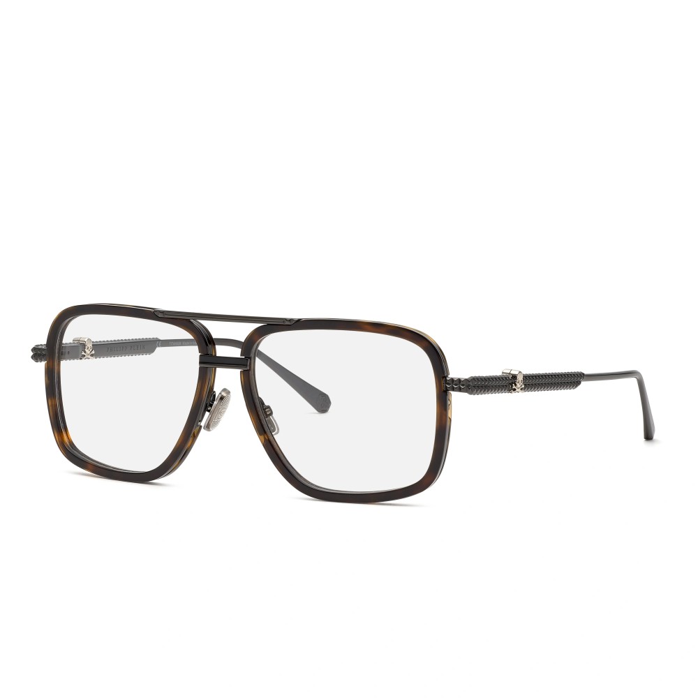 Philipp Plein VPP063V ROCK SUPERHERO - 0593 - 58 Cadres optiques Havane foncé, Noir Pilote (Aviateur)