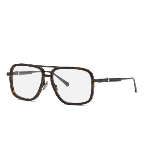 Philipp Plein VPP063V ROCK SUPERHERO - 0593 - 58 Cadres optiques Havane foncé, Noir Pilote (Aviateur)
